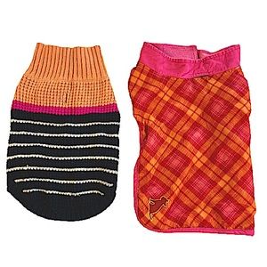 Small dog sweater & jacket pink and orange Winter clothes for puppy